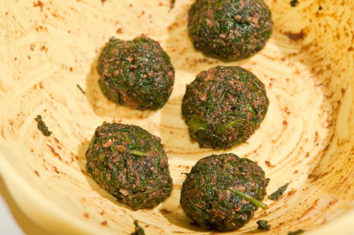 making spinach meatballs